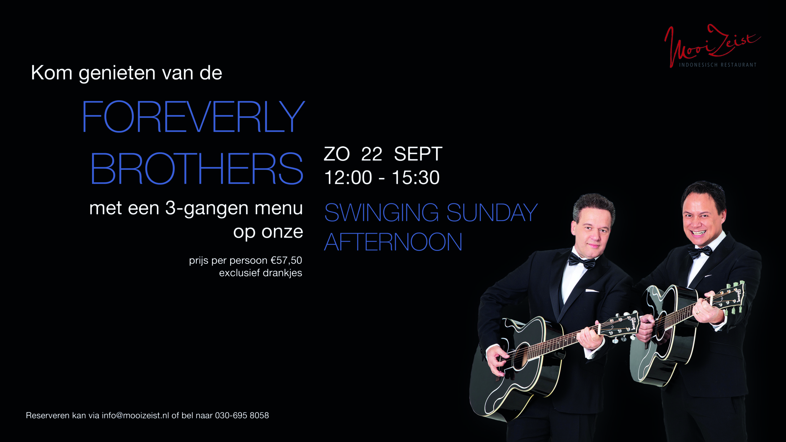 Swinging Sunday Afternoon lunch met de FOREVERLY BROTHERS! 22 september